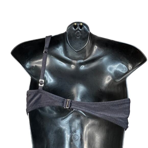 Aerie Black Ribbed one shoulder bandeau swim top - XXL - Picture 3 of 6